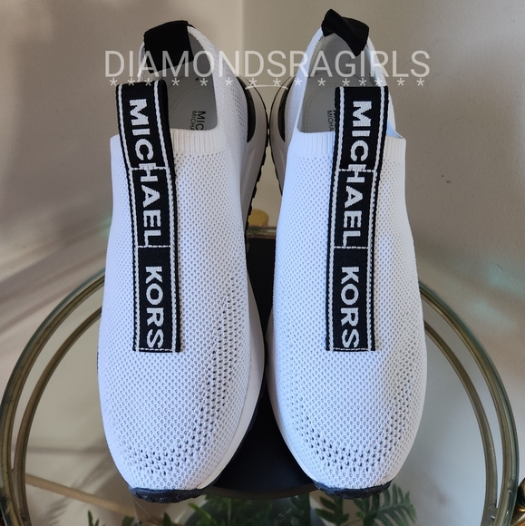 MICHAEL KORS Bodie Logo Tape Mesh Slip-On Trainer White Black Size 8.5 - Picture 5 of 17
